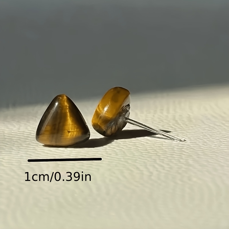 Women's Elegant Tiger Eye Stone Stud Earrings, Hypoallergenic